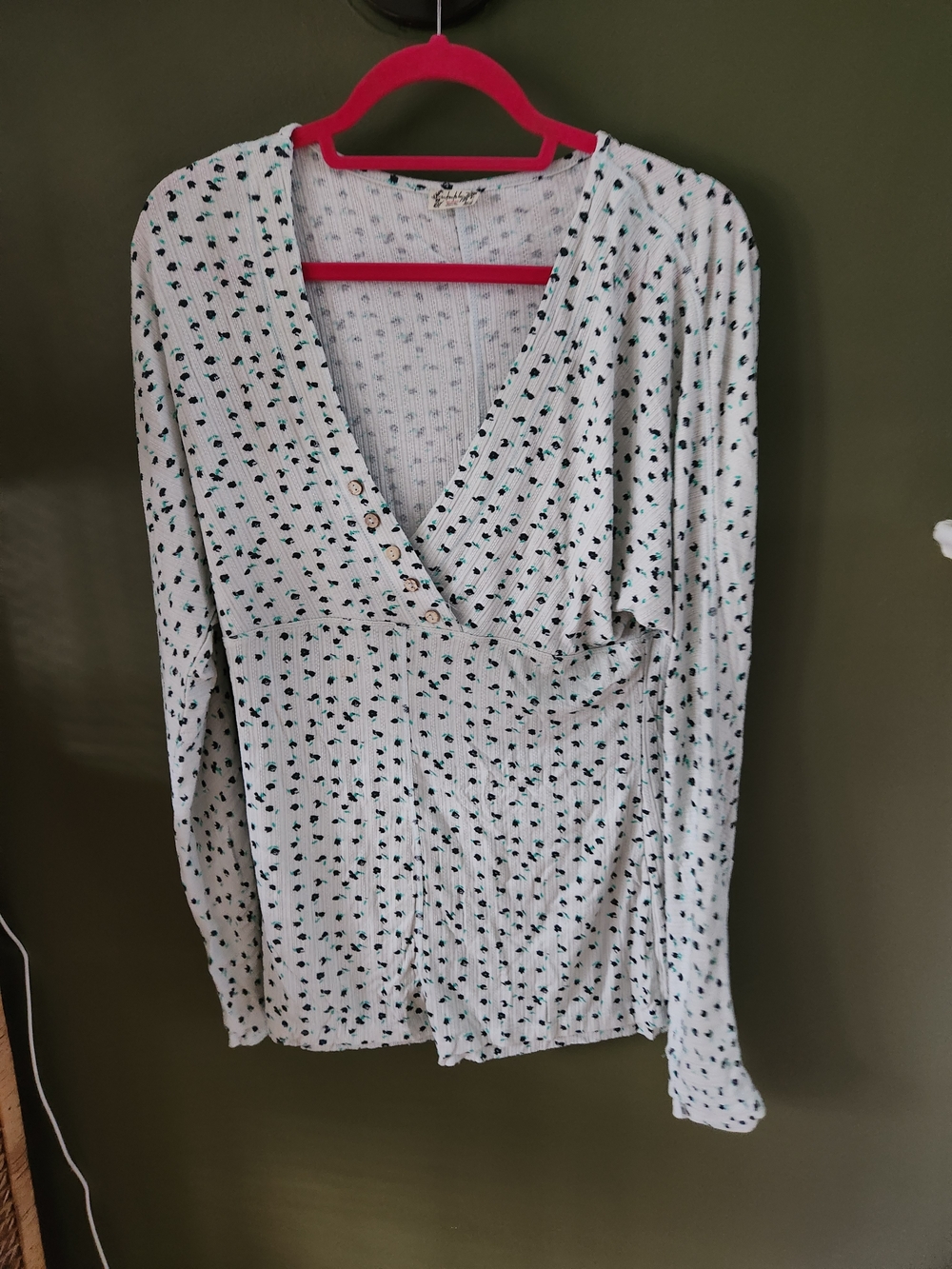 Free People Long Sleeve Romper with Blue Flowers Size Large
